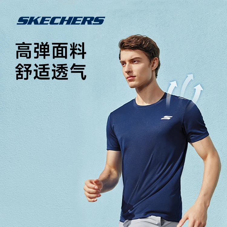 Skechers斯凯奇T恤男春运动跑步健身训练服短袖速干P222M115