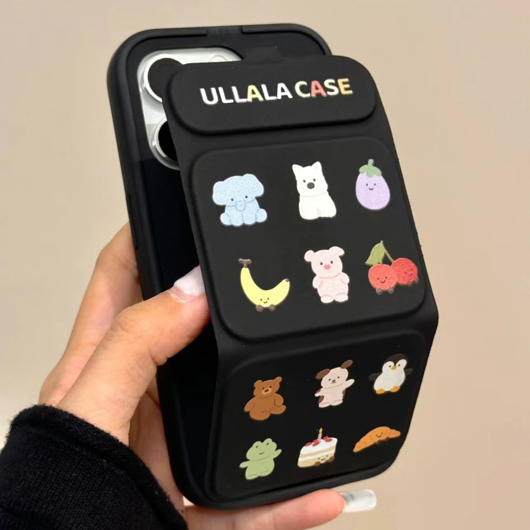 jelly小动物适用iPhone16promax折叠翻盖15po支架14卡通13手机壳