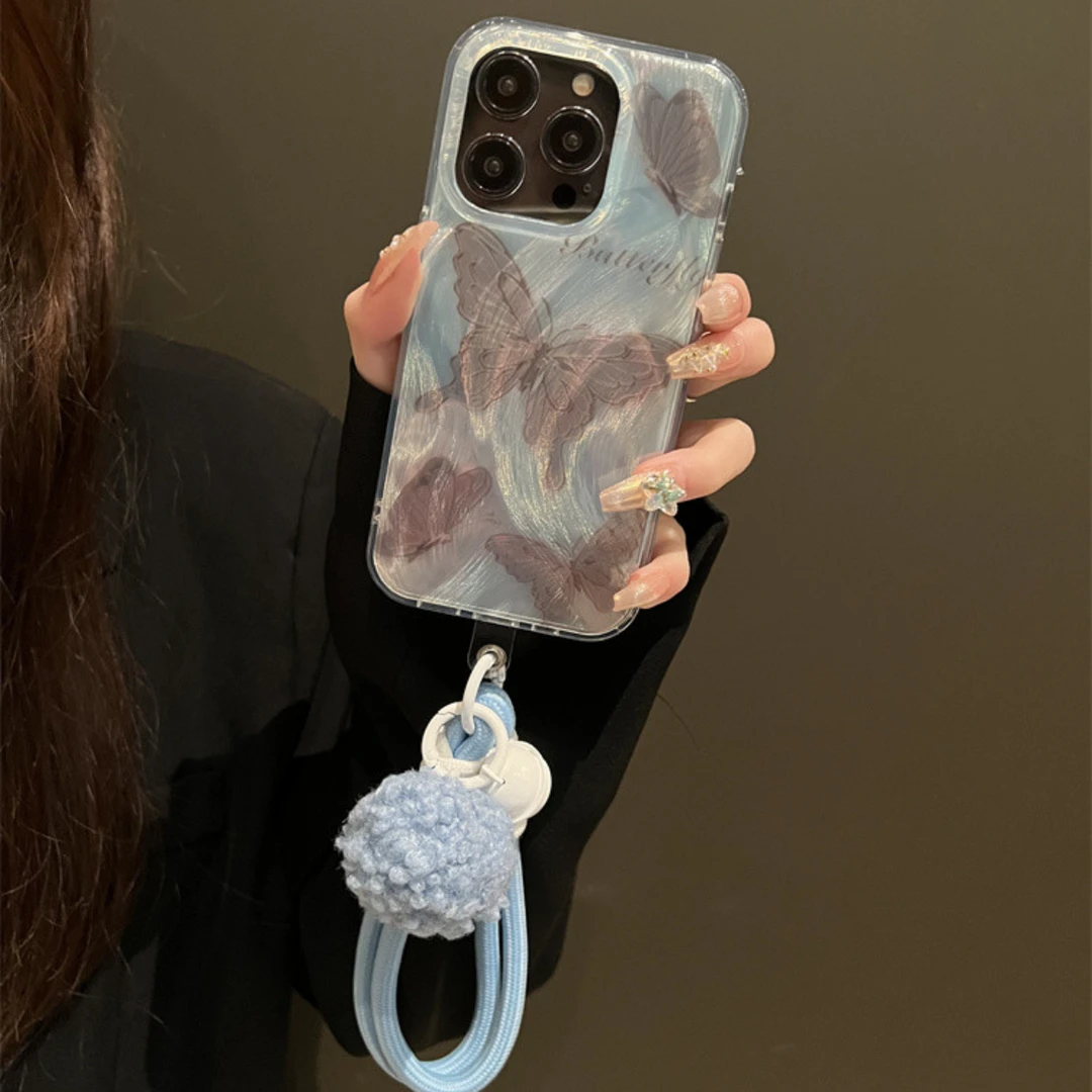 ins风渐变蝴蝶铃铛适用iPhone13手机壳14promax高级感15少女心12