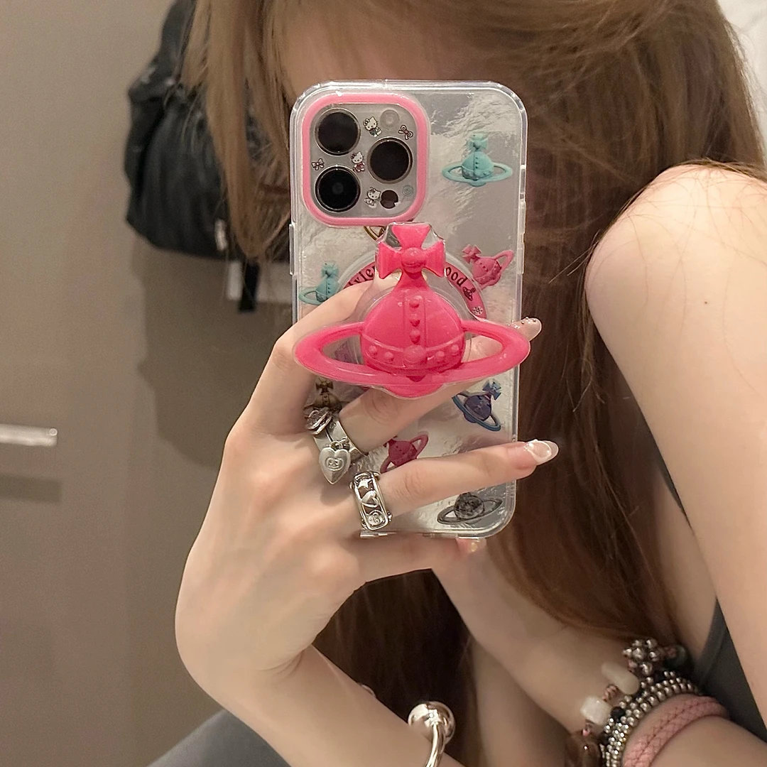 彩色星球西太后适用iPhone15promax磁吸支架14pro少女13手机壳12