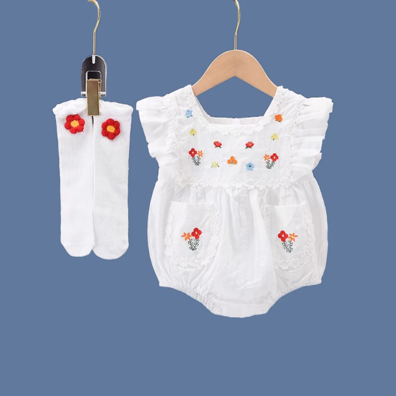 婴儿宝宝薄款无袖新生儿女宝洋气夏天透气婴儿满月服女宝