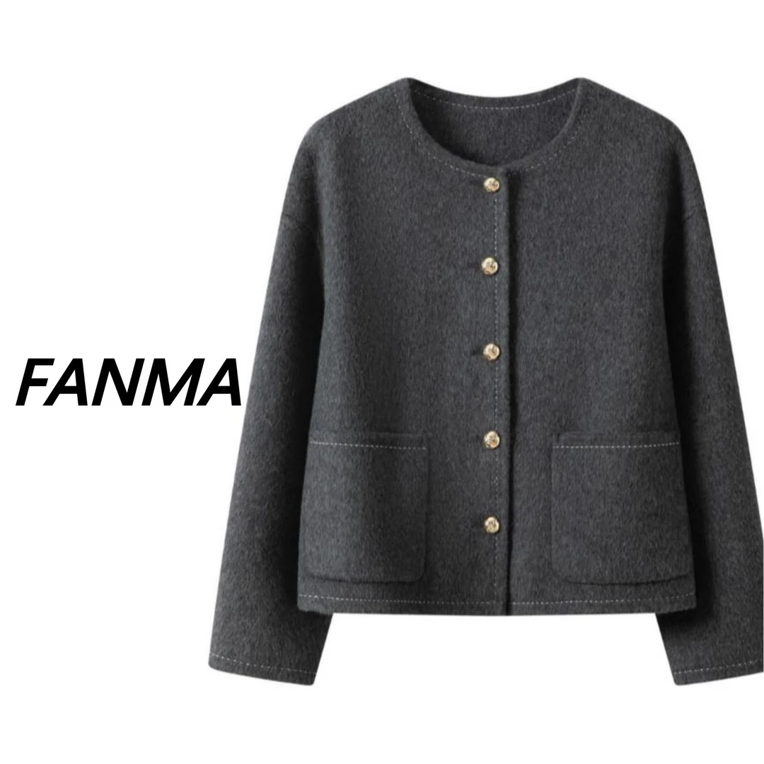 #小香风纯羊毛外套# 短款圆领单排扣气质羊毛大衣 F291-24666