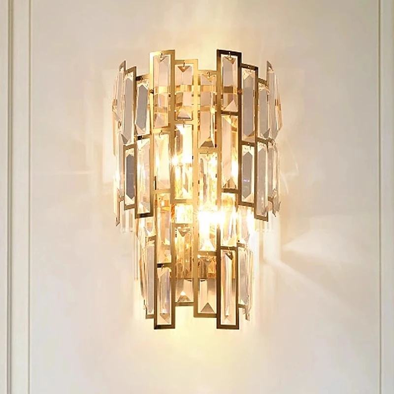 轻奢水晶壁灯客厅创意后现代卧室床头灯饰餐厅背景墙壁灯楼梯灯具