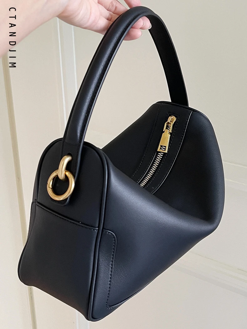 CTANDJIM y5l新款头层牛皮时髦一下包 方盒子腋下包 斜挎包