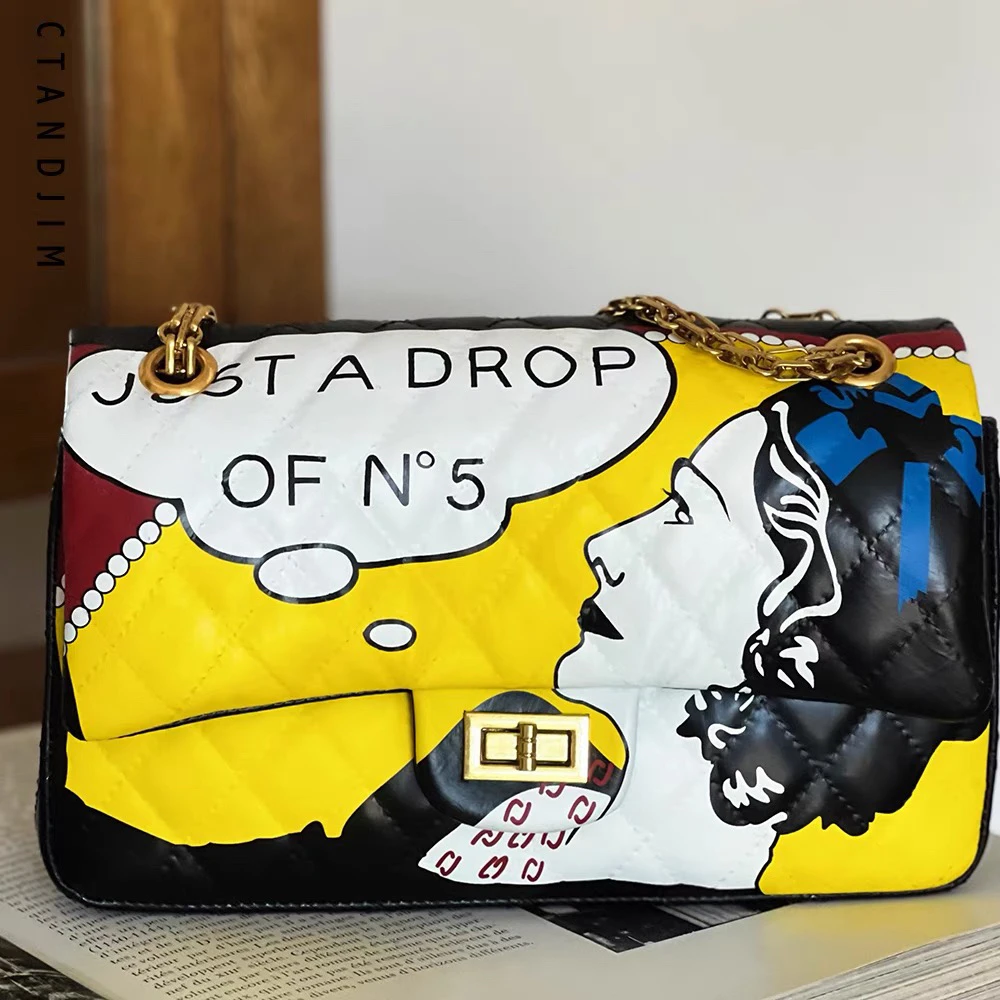 CTANDJIM2024秋冬典藏菱格2点5油蜡牛皮链条腋下包 斜挎包