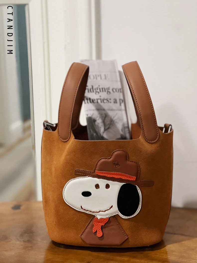 CTANDJIM探险家棕色菜篮子 手工镶嵌 水桶包