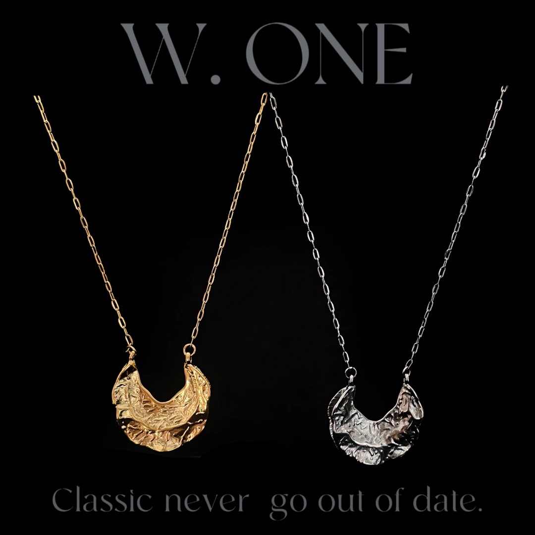 铜合金项链 【W. ONE】小众设计欧美异形不规则锤打纹项链中性风