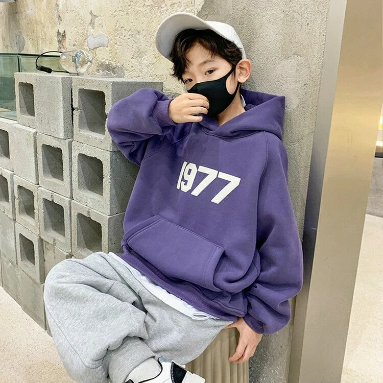 男童连帽卫衣秋冬款儿童打底衫中大童男孩帅气炸街加绒上衣潮