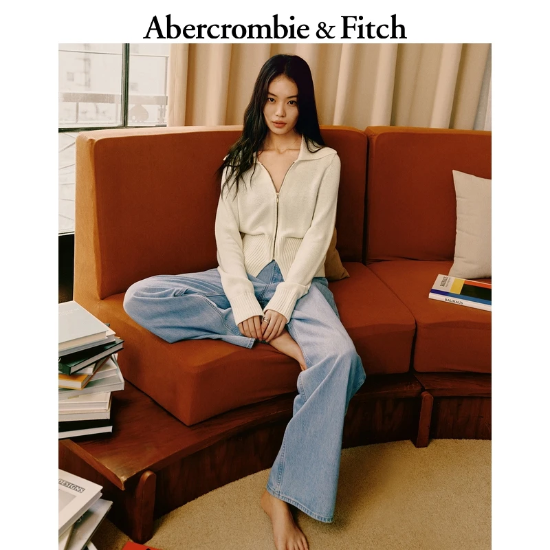 AF女装24秋冬美式老钱风百搭拉链针织开衫外套150-4230