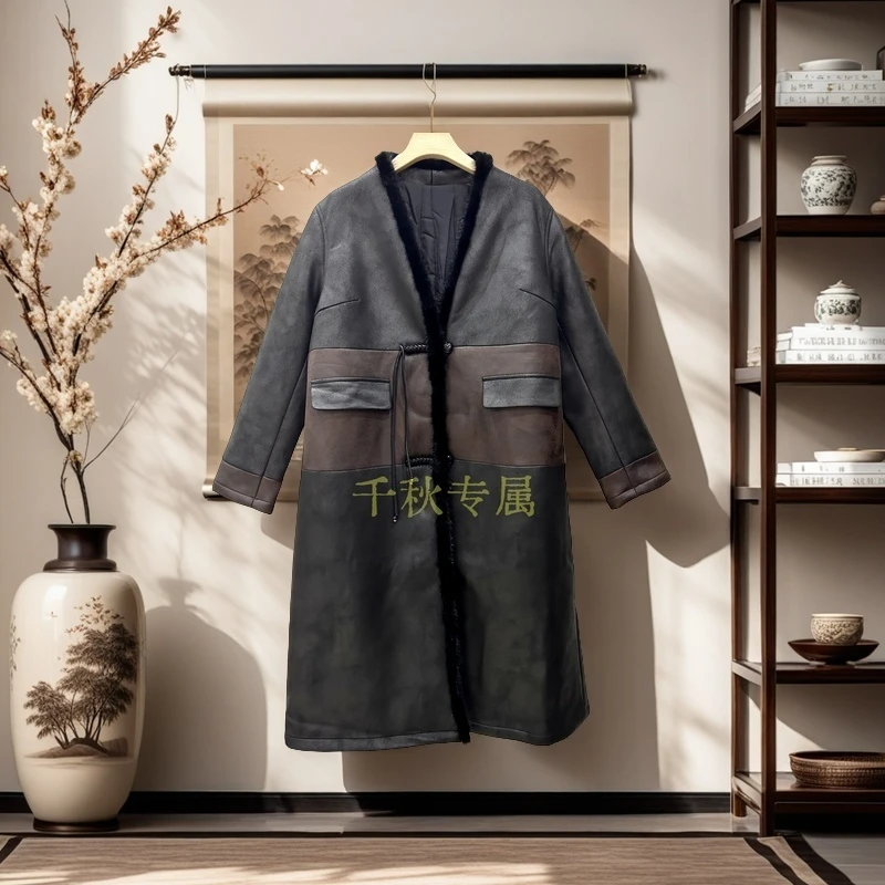 【千秋专属】208新中式风衣2024复古设计师拼接牛仔时尚中长款日常