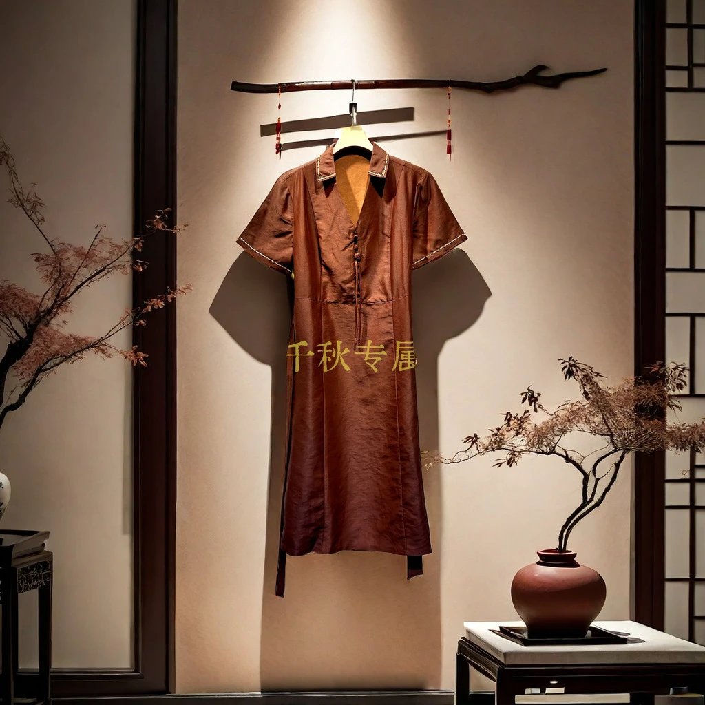 【千秋专属】854香云纱连衣裙2024设计师中式复古轻奢优雅中国风