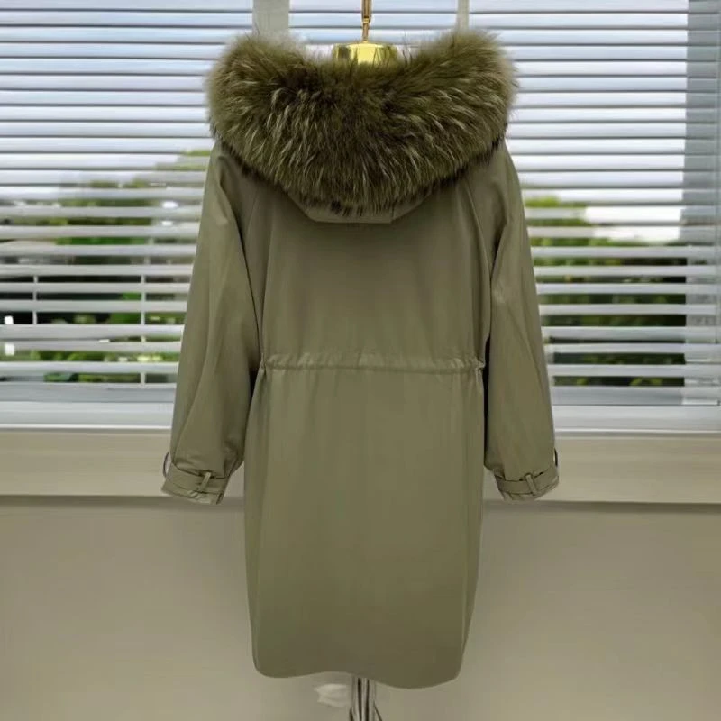 貉子毛领兔内胆女士皮草派克服内胆可拆卸大工装宽松休闲版型均码