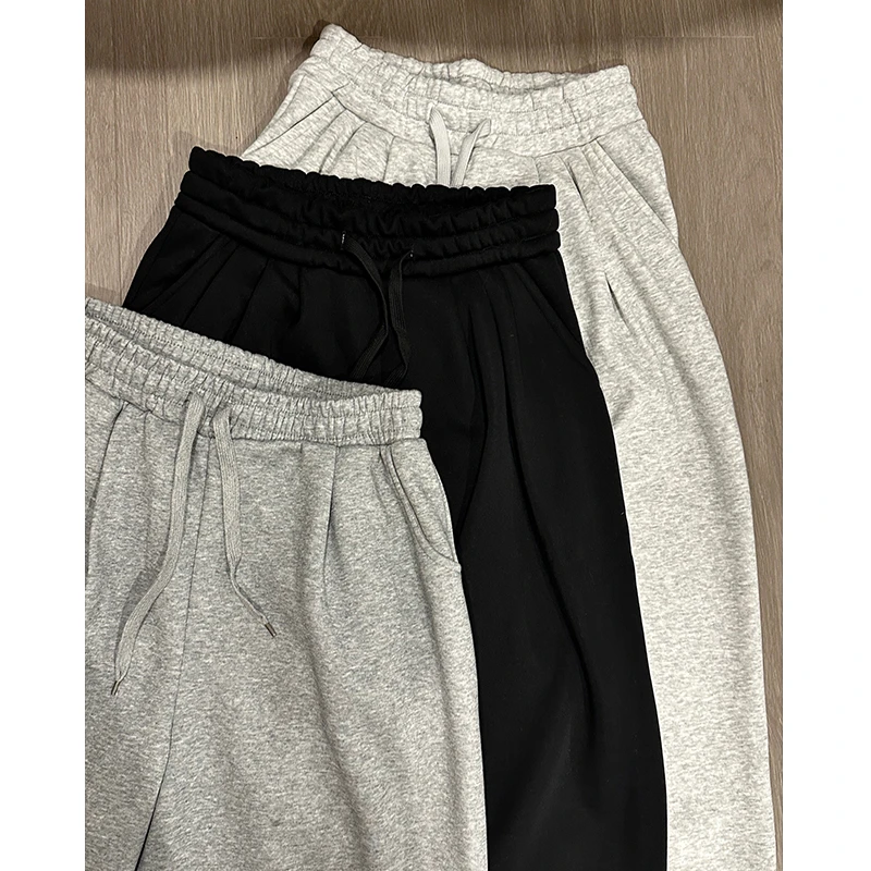 ACUN品牌 加厚加绒软糯阔腿裤女秋冬宽松垂感直筒休闲裤拖地长裤