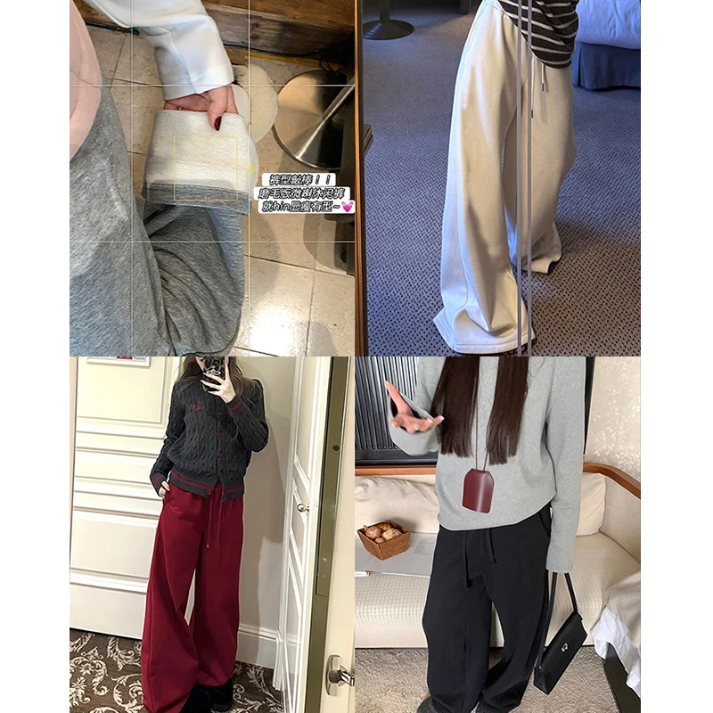 ACUN品牌 垂坠微喇裤！抽绳加绒卫裤女宽松阔腿裤休闲裤拖地长裤