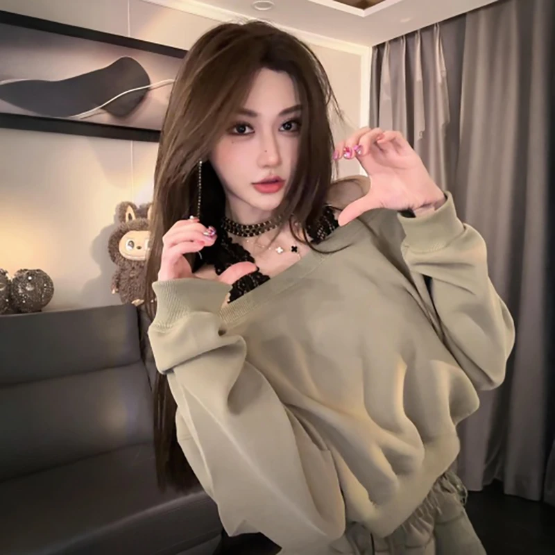 ACUN品牌 慵懒松弛感卫衣阔腿裤套装女辣妹时髦抽绳休闲裤两件套