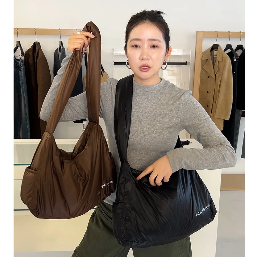 widelia陈姬儿冬季韩版百搭通勤大容量斜跨包纯色单肩包大包6390