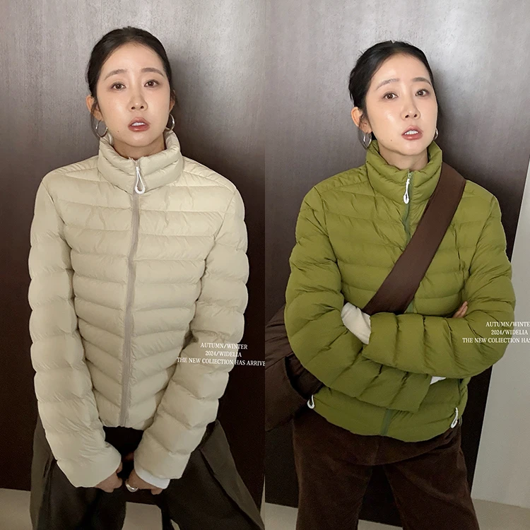 widelia陈姬儿冬季韩版气质立领修身棉服女轻薄显瘦拉链外套9366