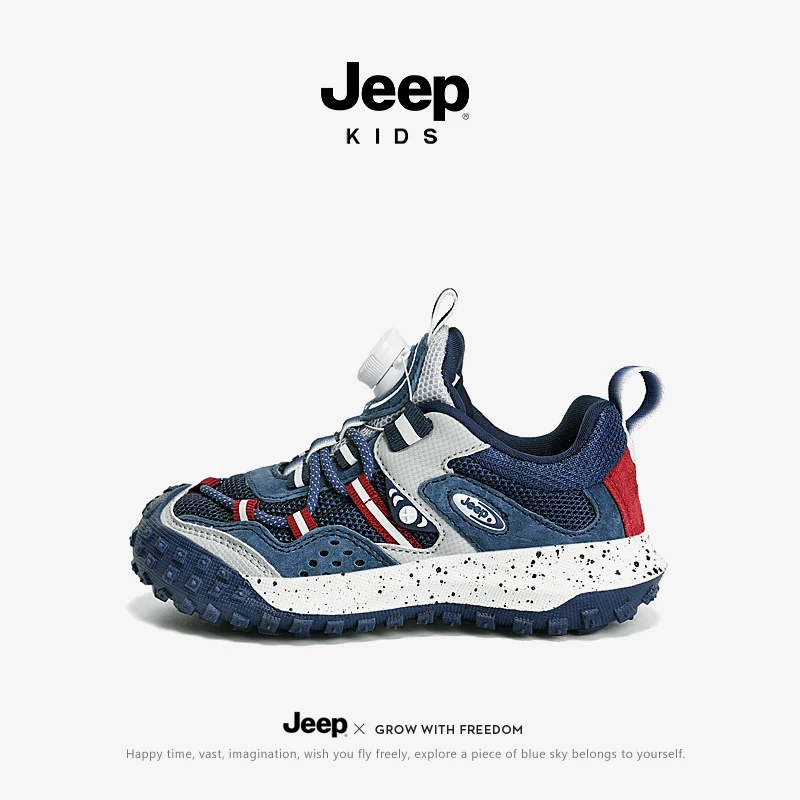 JEEP/吉普童鞋秋季新款男童女童休闲鞋透气中大童网面儿童运动鞋