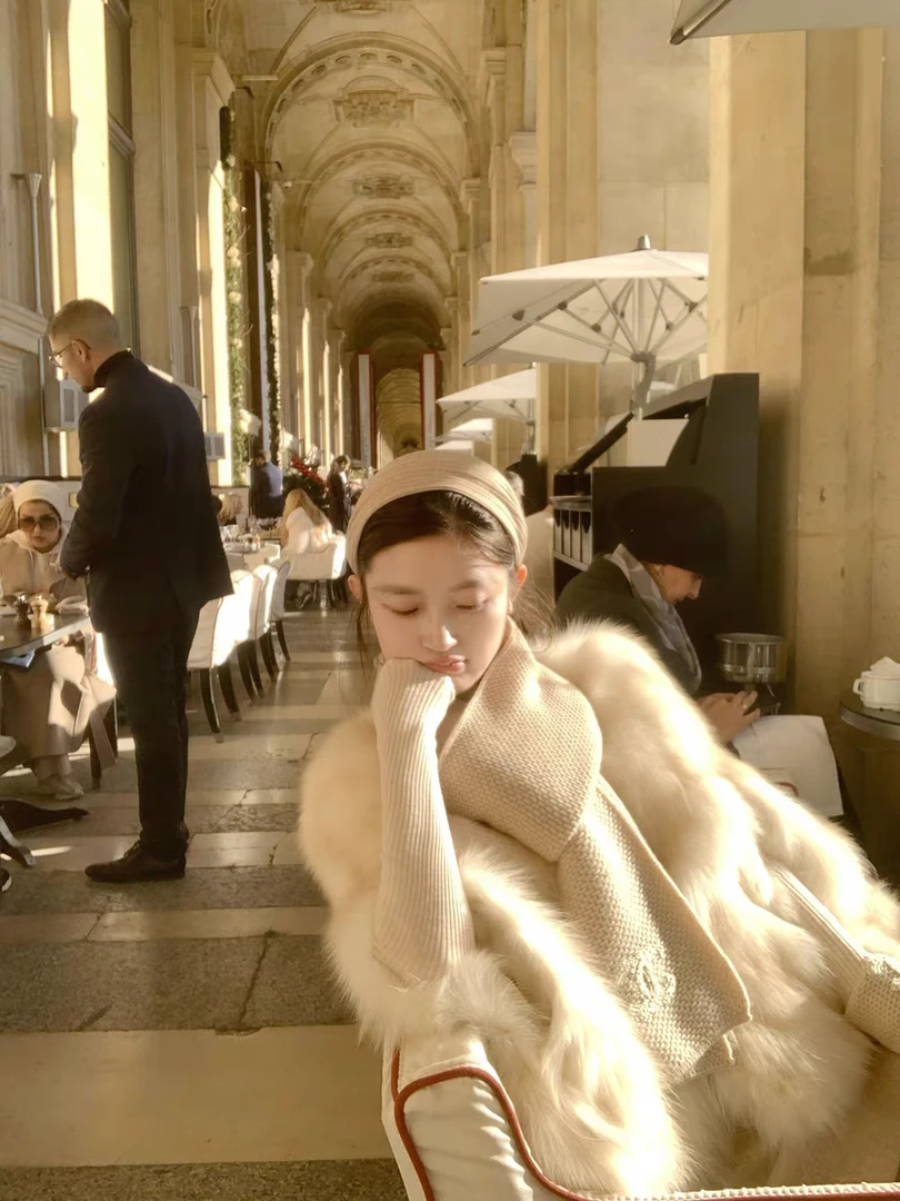 Madofit麻豆/1714 落雪芬兰_收藏级定染狐狸毛 中古小斗篷外套