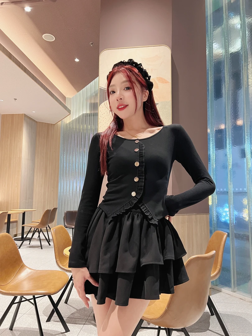 遮肉收腰小众长袖t恤女胖MM秋冬弹力显瘦百搭青春修身短款上衣