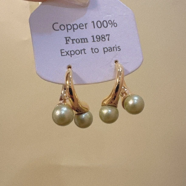 铜合金耳饰 【极简】淡绿色的好看穿搭感高端耳饰 A321