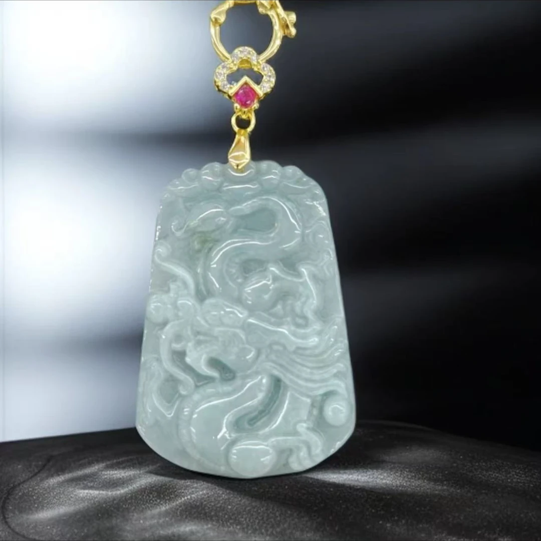 【金总专属】天然A货翡翠龙牌吊坠合金镶嵌 赠高货绳BM-S211#