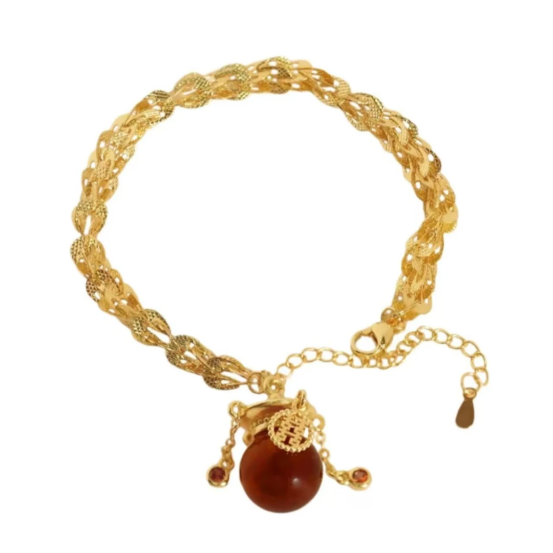 【金总甄品】轻奢时尚典雅蓝珀凤尾合金镶嵌手链【ZSL47】