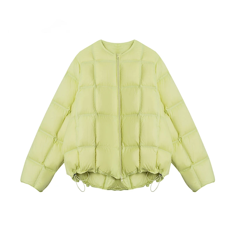 【芳芳定制】无领短款面包方块鸭绒短款女士羽绒服