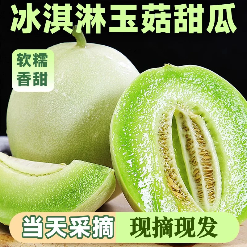 美味冰淇淋玉菇甜瓜新鲜水果整箱白玉菇香瓜蜜瓜白皮绿肉甜瓜包邮