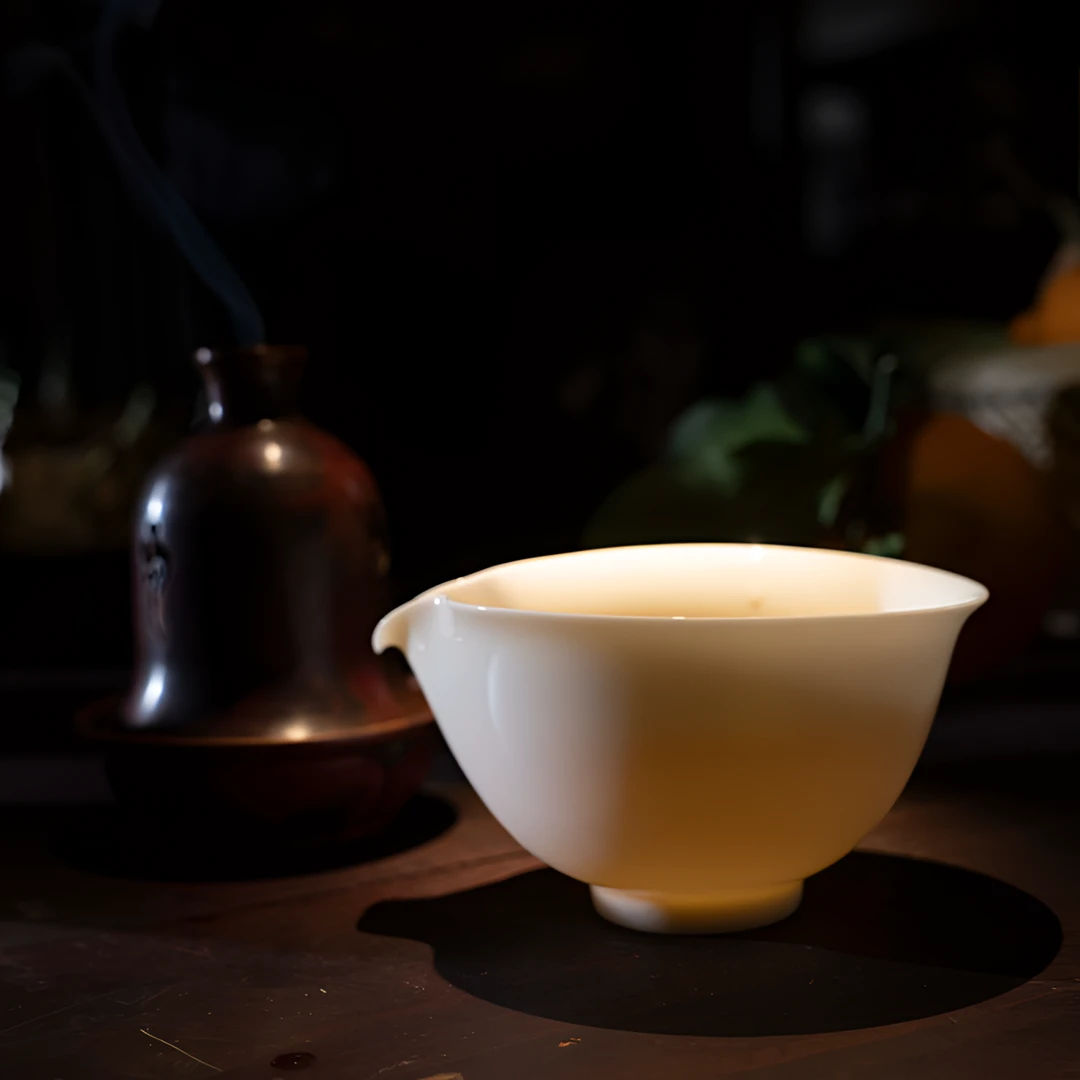 丁水山房白瓷公杯120cc小容量手工仿古中式陶瓷精致小茶海分茶器