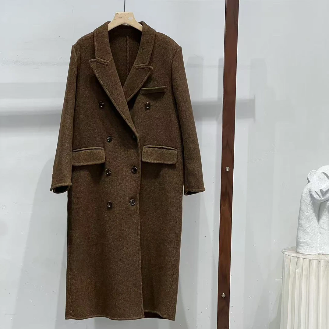 【ATAYI】2024秋冬喜喜精选气质时尚中长款羊绒双排扣大衣88119#