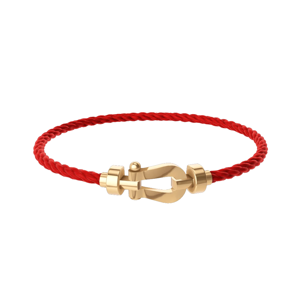 99新 FRED/斐登 FORCE10  玫瑰金中号无钻马蹄扣手绳