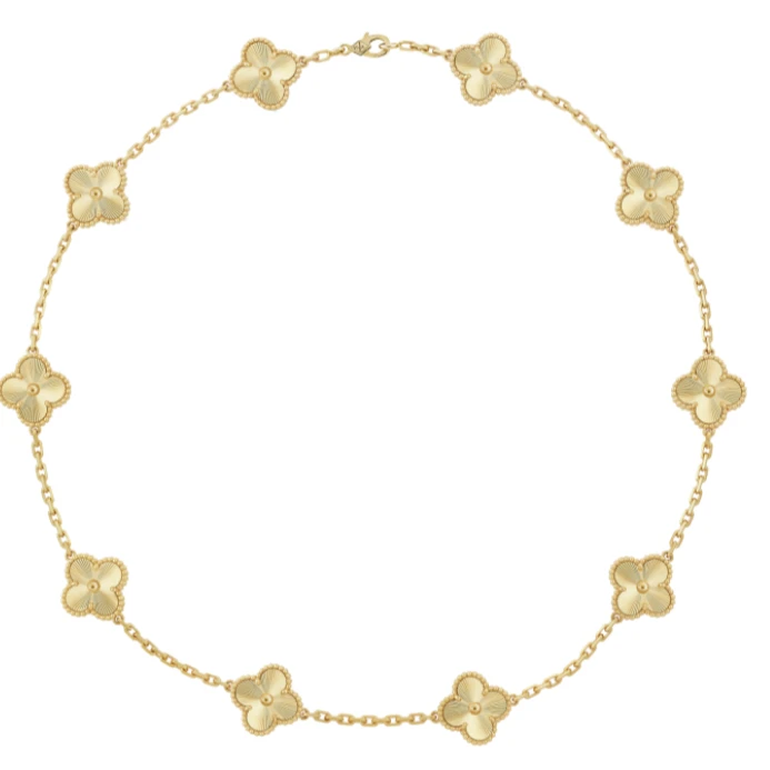 99新 梵克雅宝 Vintage Alhambra镭射十花四叶草项链