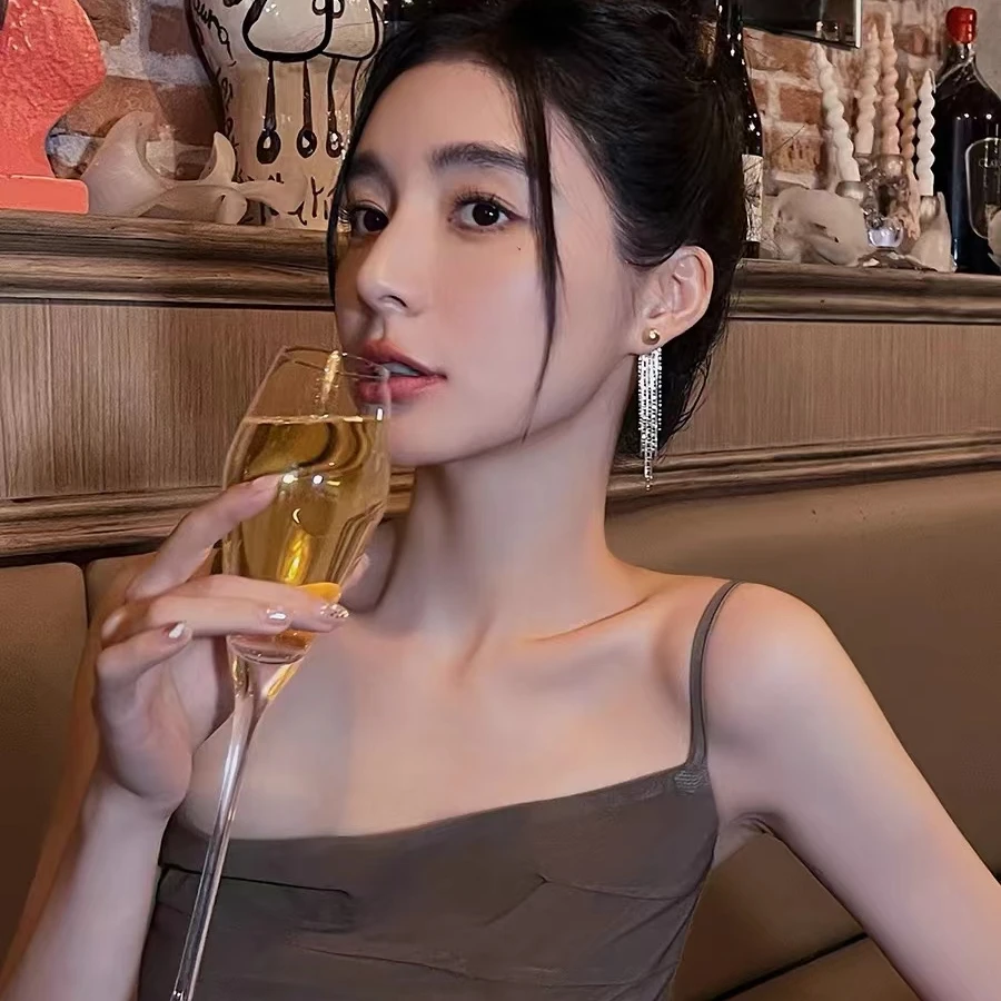 铜合金仿珍珠耳饰 气质奢华长款流苏珍珠耳环小众设计感高级耳饰