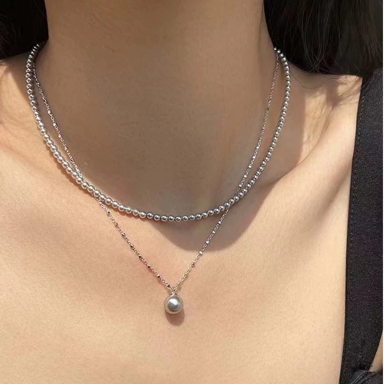 铜合金仿珍珠项链 施家高亮珍珠项链小众锁骨链高级感不掉色项链