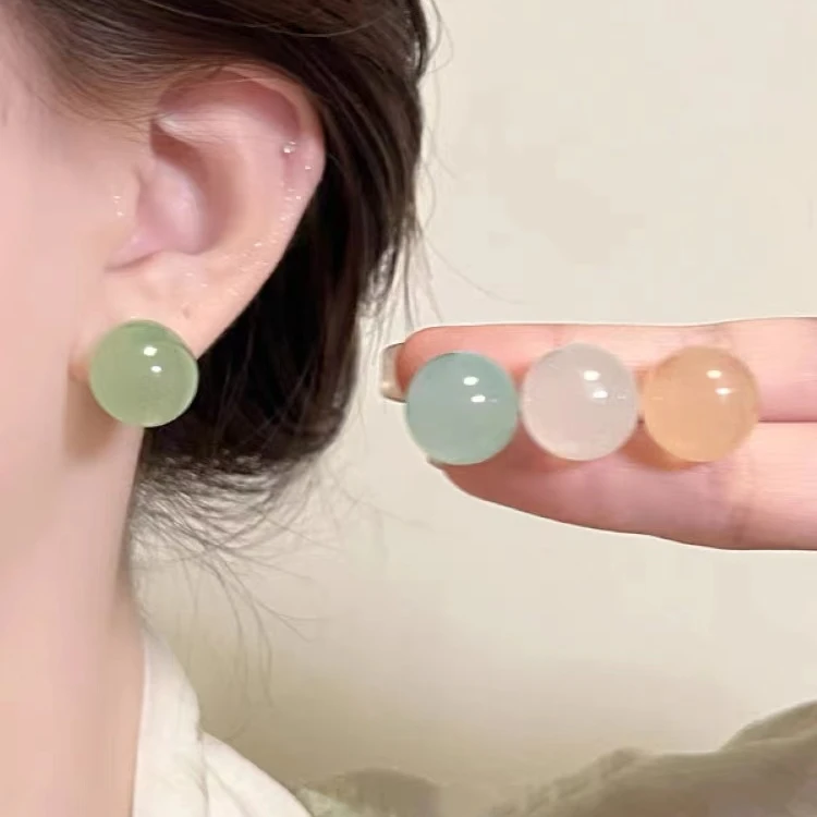 非金属树脂耳饰 果冻色糖果色耳钉爆款树清新耳钉女韩系耳饰耳坠