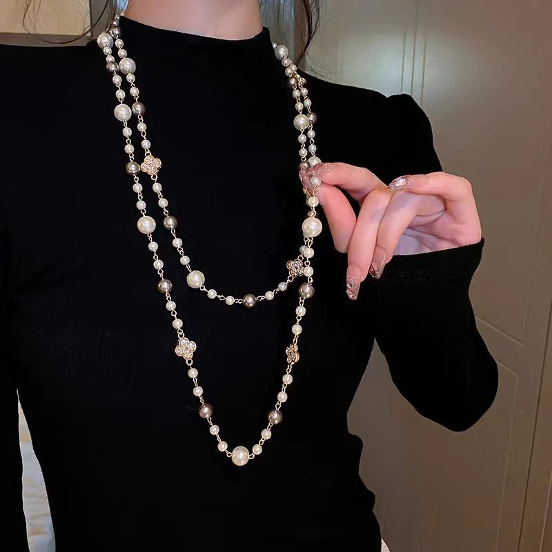 合金项链 气质时尚百搭项链配饰挂件法式复古多层长款秋冬衣链女