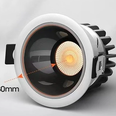 深防眩光洗墙射灯cob嵌入式可调角度led天花筒灯轻奢窄边无主灯