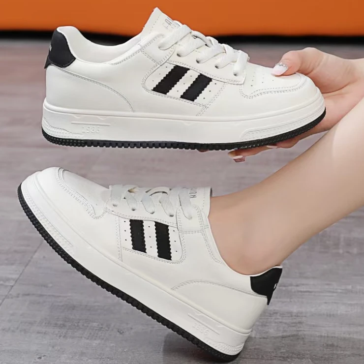 牛皮新款小白鞋8506米黑