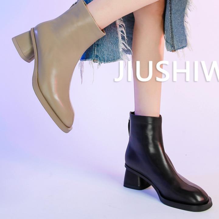 粗跟秋冬新款胎牛短靴25169