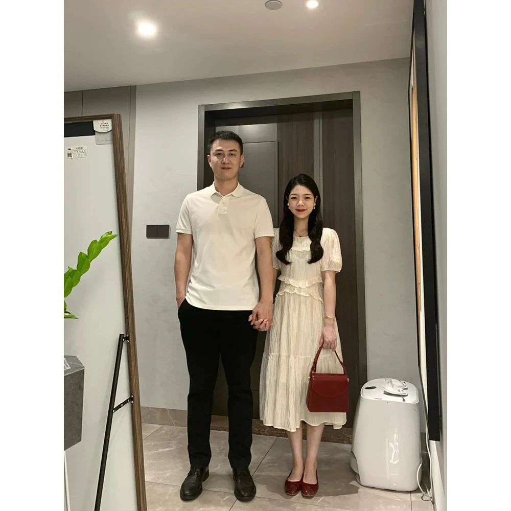 2024夏季新款温柔风通勤杏色连衣裙系带收腰宽松舒适时尚长裙女