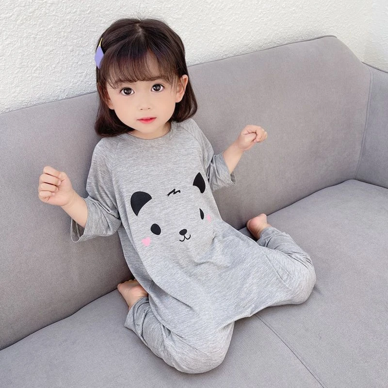 儿童连体衣睡衣莫代尔2023春秋防踢男女童宝宝可爱婴儿空调服睡袋