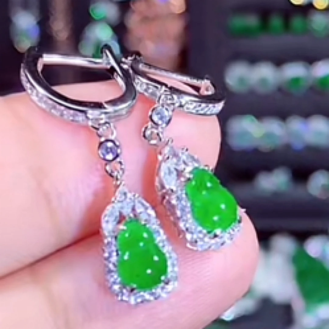 天然翡翠A货耳坠