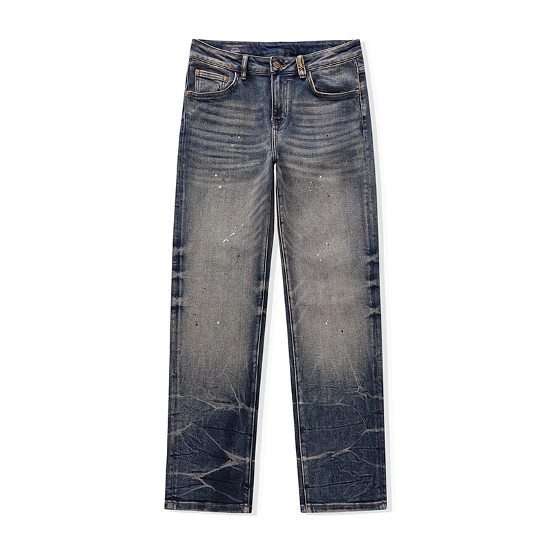 四季款8202轻奢时尚百搭宽版直筒男士牛仔裤