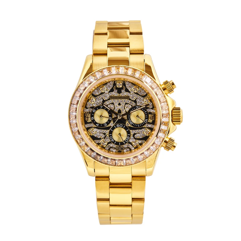 X【老虎迪】足金999/全自动机械腕表经典满钻手表