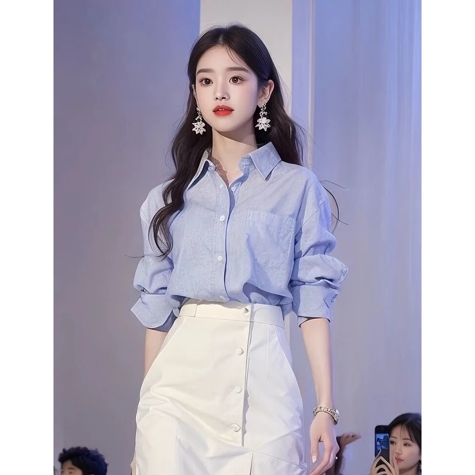 夏季2025年新款气质穿搭配韩系时尚夏天时尚长袖衬衫百搭女上衣