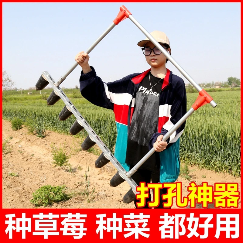 种草莓神器栽苗器打孔种植起垄机农用工具农民干活打窝种菜打坑器