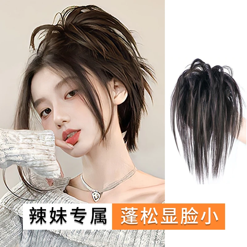 慵懒风辣妹专属鸡窝丸子头高弹力发圈仿真发蓬松自然显发量假发圈