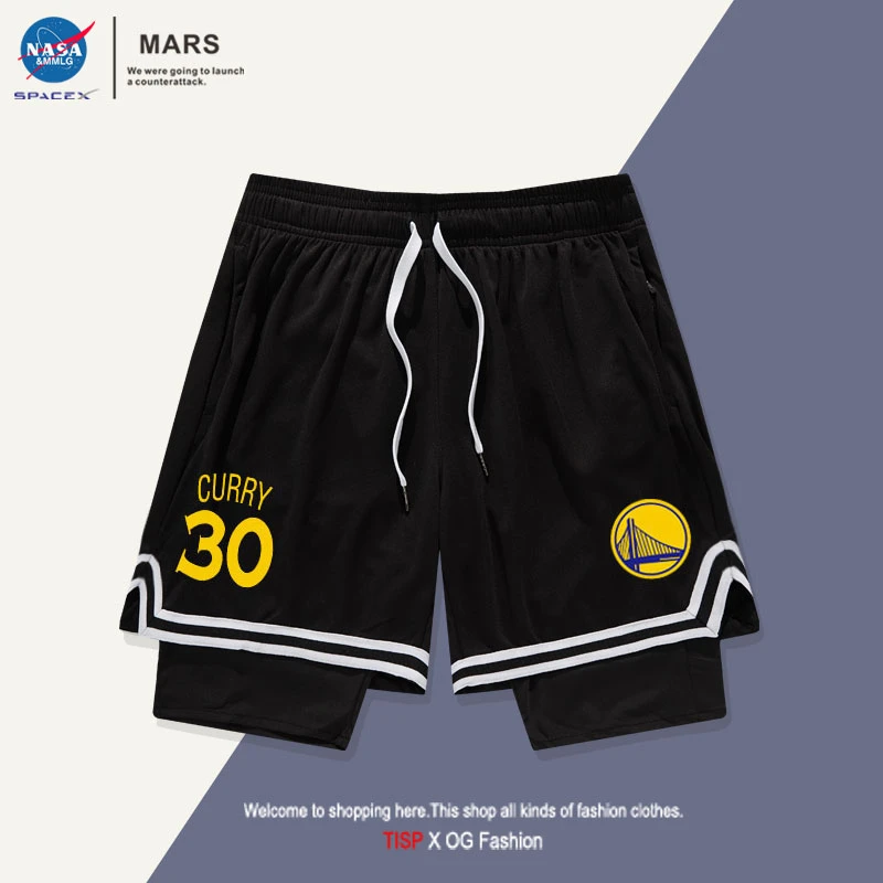 NASA联名球星美式三分裤男夏季运动训练篮球裤透气假两件速干短裤