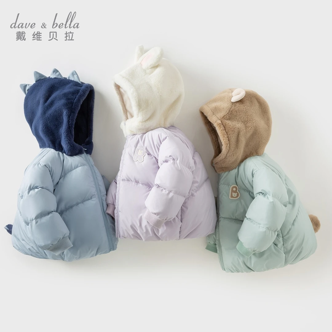 戴维贝拉冬季新款男女童羽绒服宝宝防水加绒可爱外套DB4242852